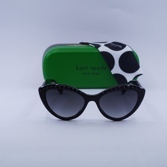 Kate Spade JUNI/G/S PEARL 0807 9O Cat Eye Sunglasses – Black/Grey - Picture 3 of 11